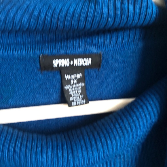 3/4 length cowl neck blue sweater - Picture 3 of 3